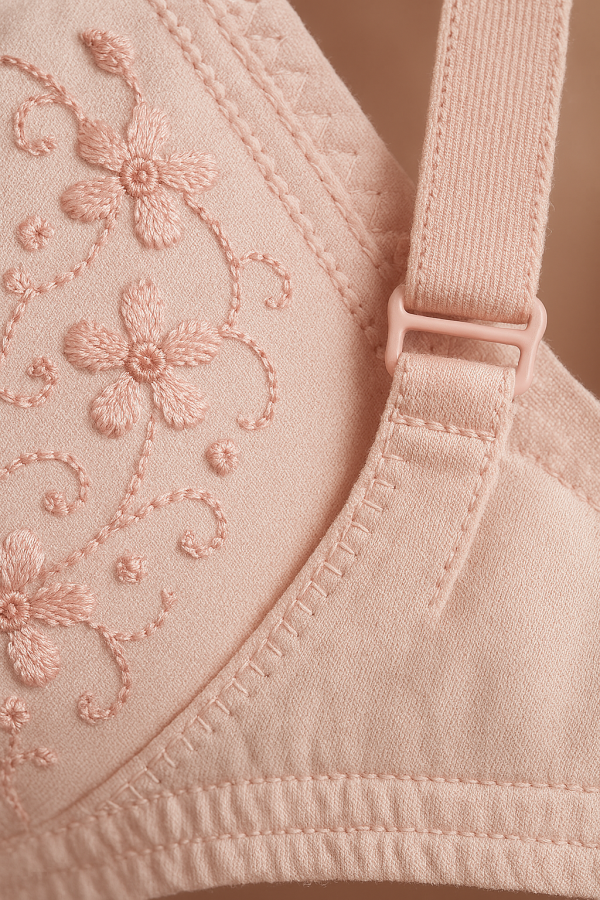 Stylish Cotton Bra – Embroidered Comfort Fit