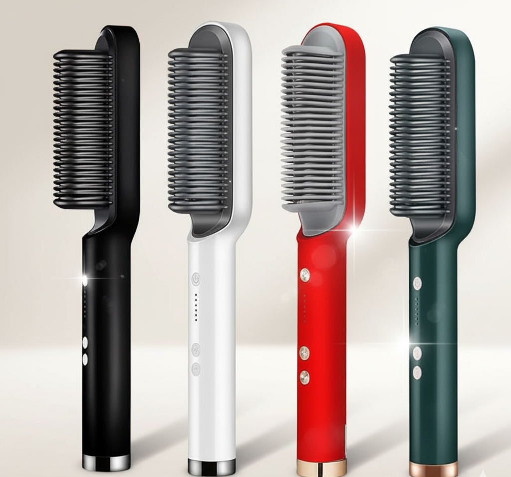 Ceramic Hair Straightener Comb Brush – 3-Mode Temperature Control for Effortless Styling
