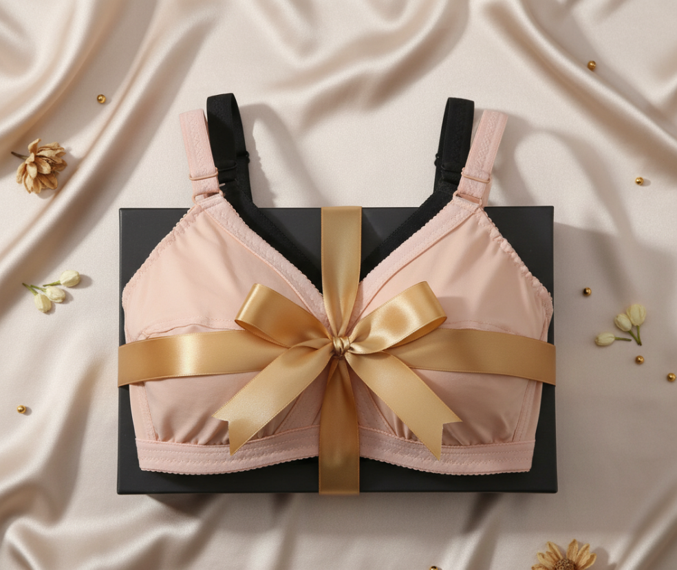 Comfort & Elegance – Pack of 2 Non-Padded Cotton Bras (Plain + Embroidered)