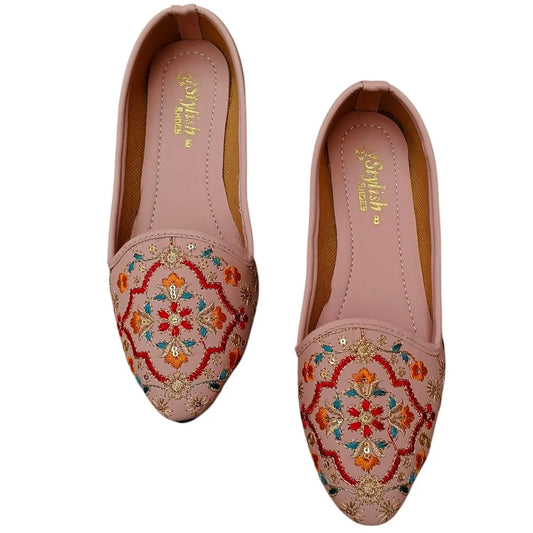 “Blush Charm – Pink Thread-Work Formal Pumps for Women”