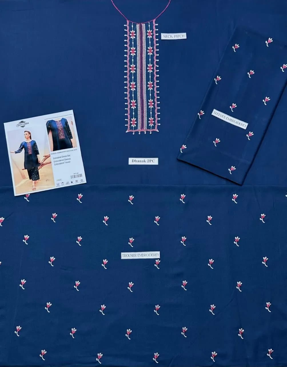 Blue Dhanak Embroidered 2-Piece Winter Suit – Soft, Stylish & Sophisticated