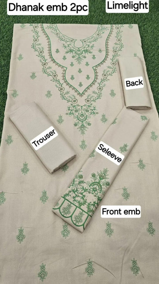 Beige Dhanak Embroidered 2-Piece Winter Suit – Soft, Elegant & Timeless