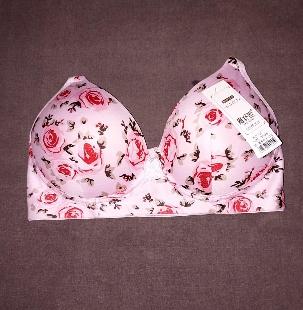 ✨ Soft Cotton Printed Padded Bra – Comfort Meets Style (Pink)