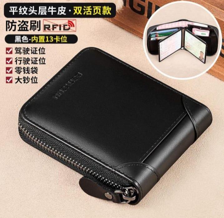 🖤 "Sleek Leather Wallet – Secure Zipper Closure, Built for Everyday Style"