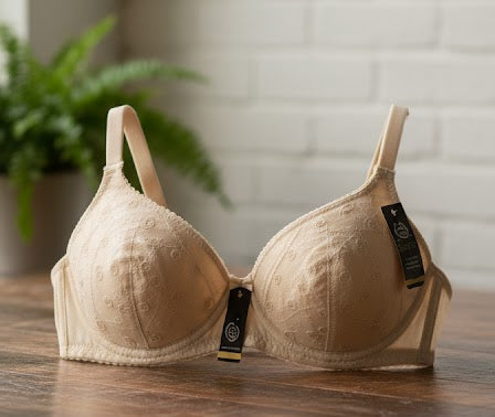 3-Piece Premium Chikan Embroidered Cotton Bra Pack