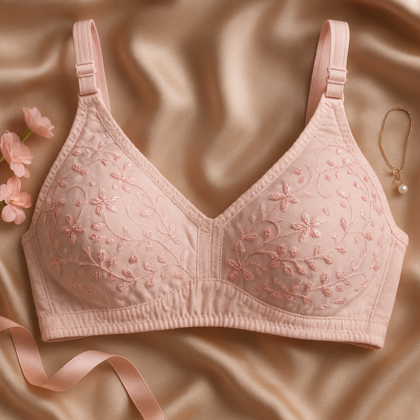 Stylish Cotton Bra – Embroidered Comfort Fit