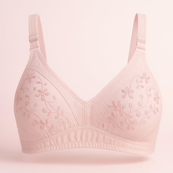 Stylish Cotton Bra – Embroidered Comfort Fit