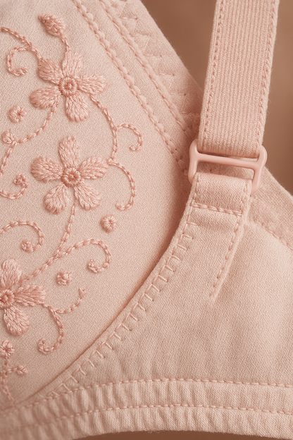 Stylish Cotton Bra – Embroidered Comfort Fit