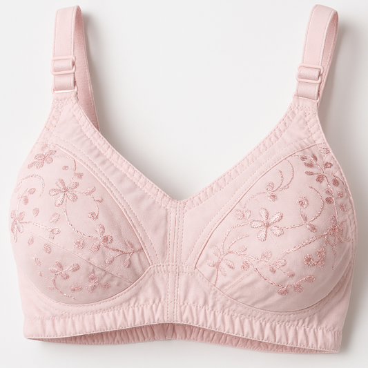 Stylish Cotton Bra – Embroidered Comfort Fit