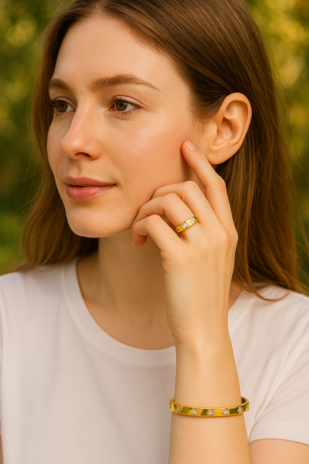 Luxury Designer-Inspired Bracelet & Ring Sets – Gold-Plated Elegance