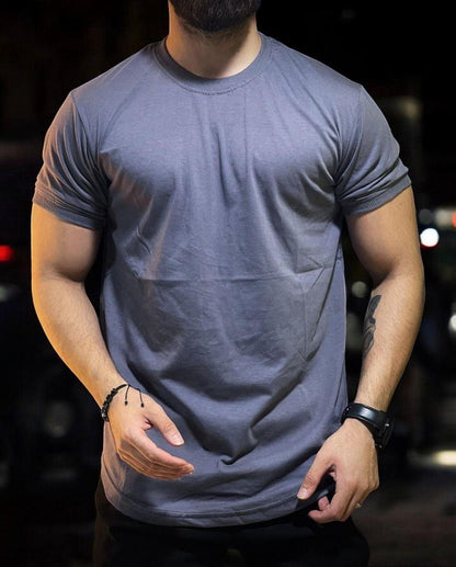 Men’s Pack of 3 Jersey Round Neck T-Shirts – Plain, Grey, White & Black (S-XL)