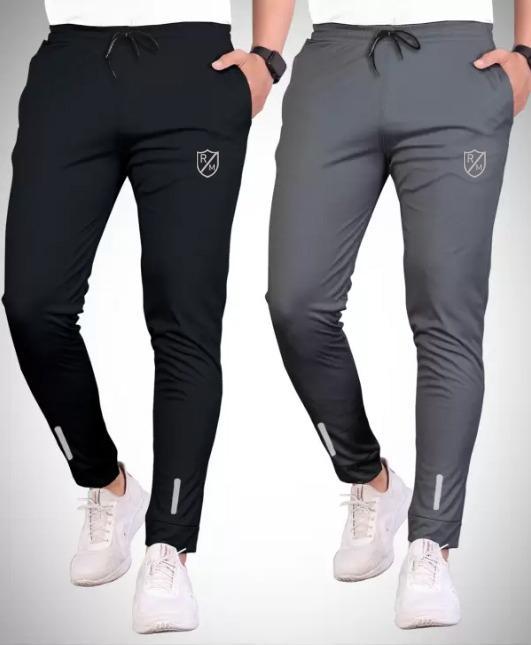 Men’s Pack of 2 Dry Fit Trousers – Black & Grey, Comfort & Style (S-XXL)