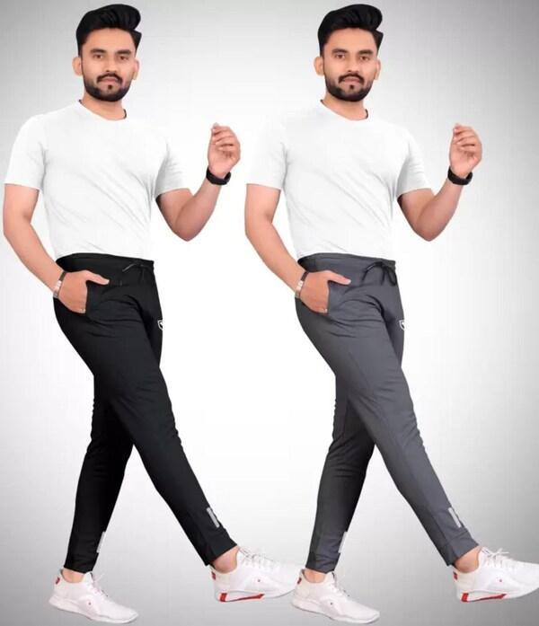Men’s Pack of 2 Dry Fit Trousers – Black & Grey, Comfort & Style (S-XXL)