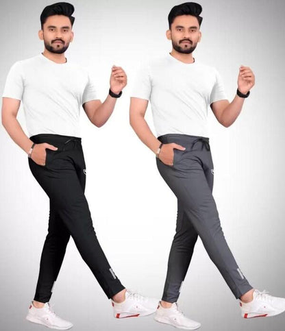 Men’s Pack of 2 Dry Fit Trousers – Black & Grey, Comfort & Style (S-XXL)