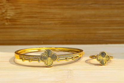Luxury Designer-Inspired Bracelet & Ring Sets – Gold-Plated Elegance