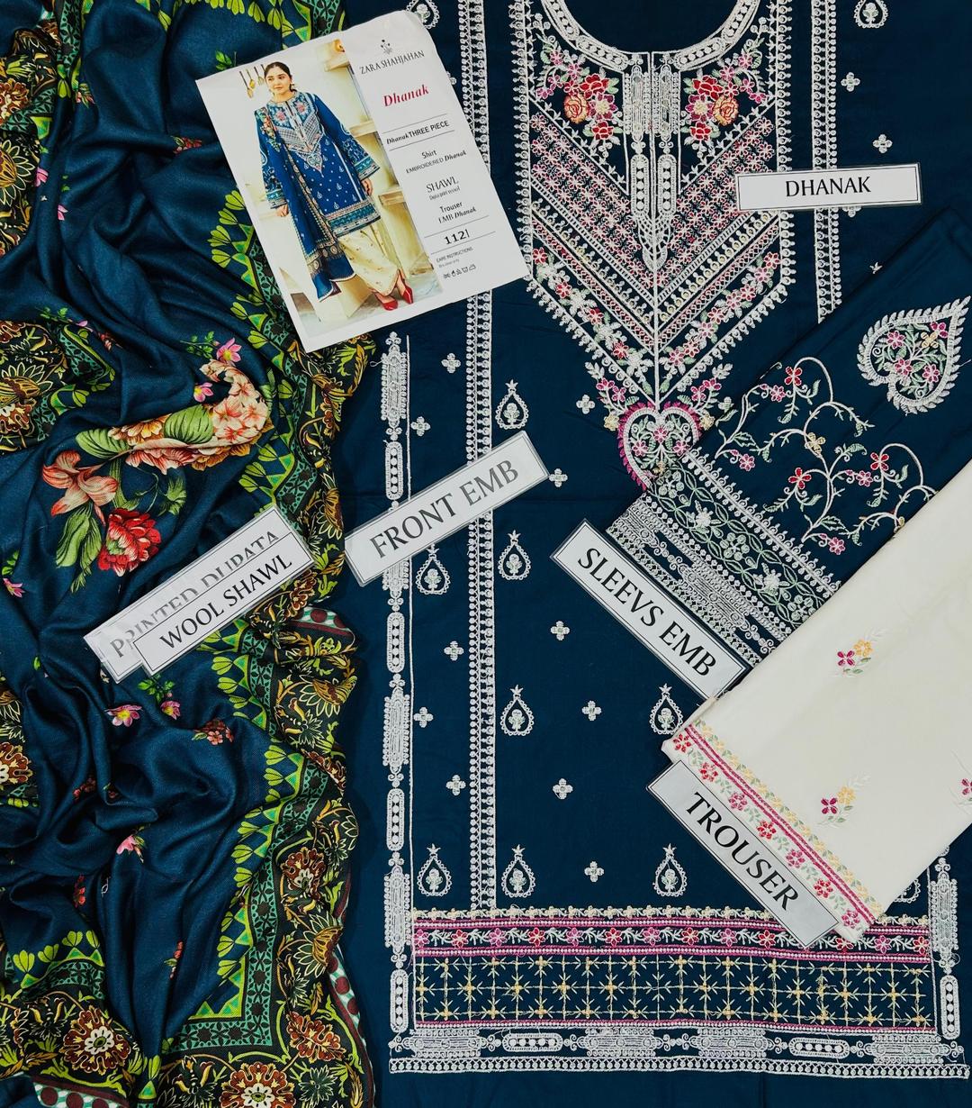 🌿 GlamHive Exclusive Green Chiffon Patch Work Suit | 3-Piece Luxury Ensemble 🌿