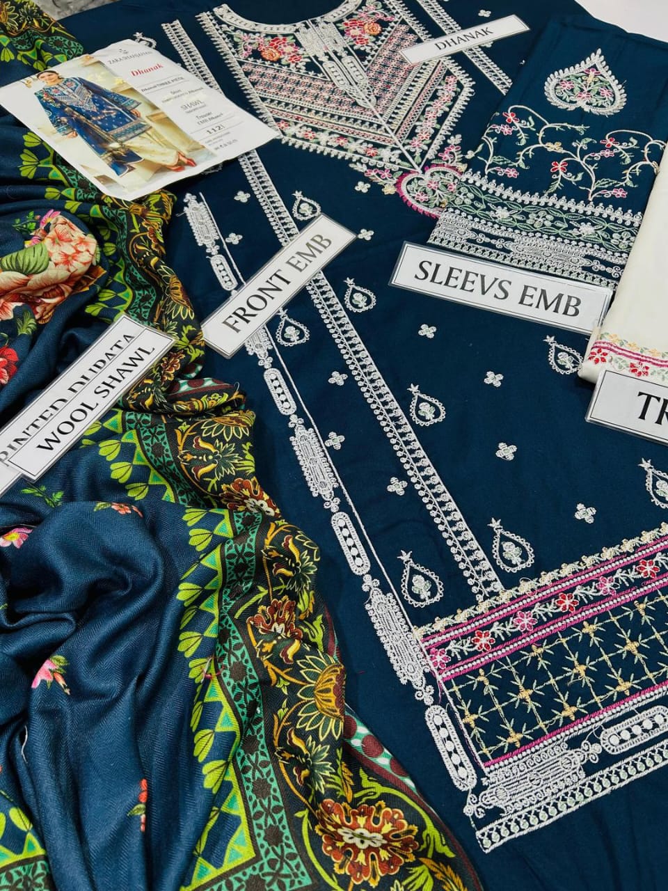 🌿 GlamHive Exclusive Green Chiffon Patch Work Suit | 3-Piece Luxury Ensemble 🌿