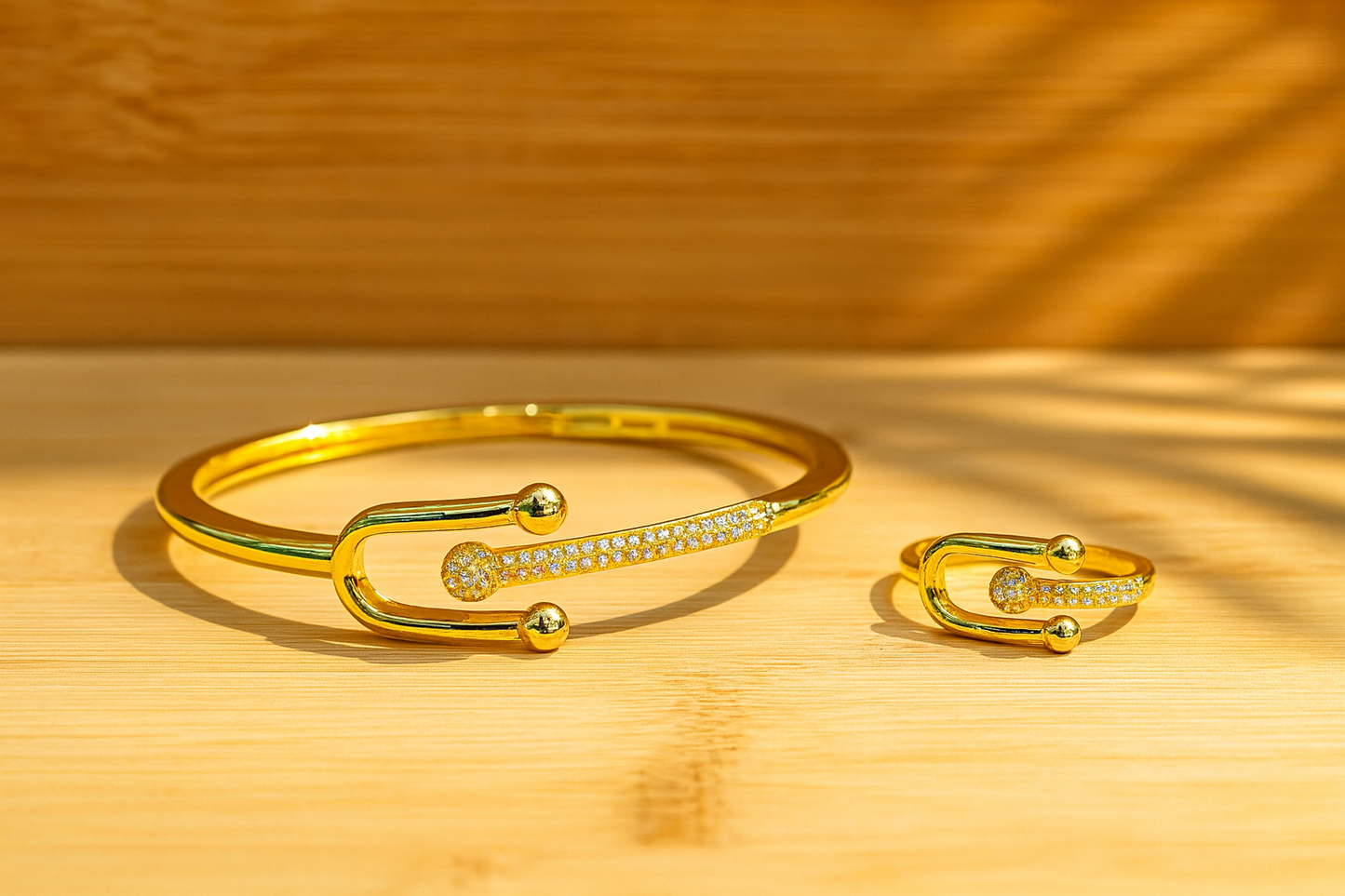 Luxury Designer-Inspired Bracelet & Ring Sets – Gold-Plated Elegance