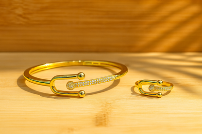Luxury Designer-Inspired Bracelet & Ring Sets – Gold-Plated Elegance