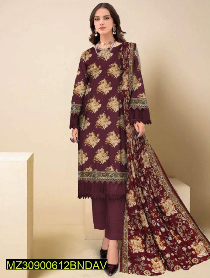 Winter Chic Printed Viscose 3-Piece Suit – Effortless Elegance