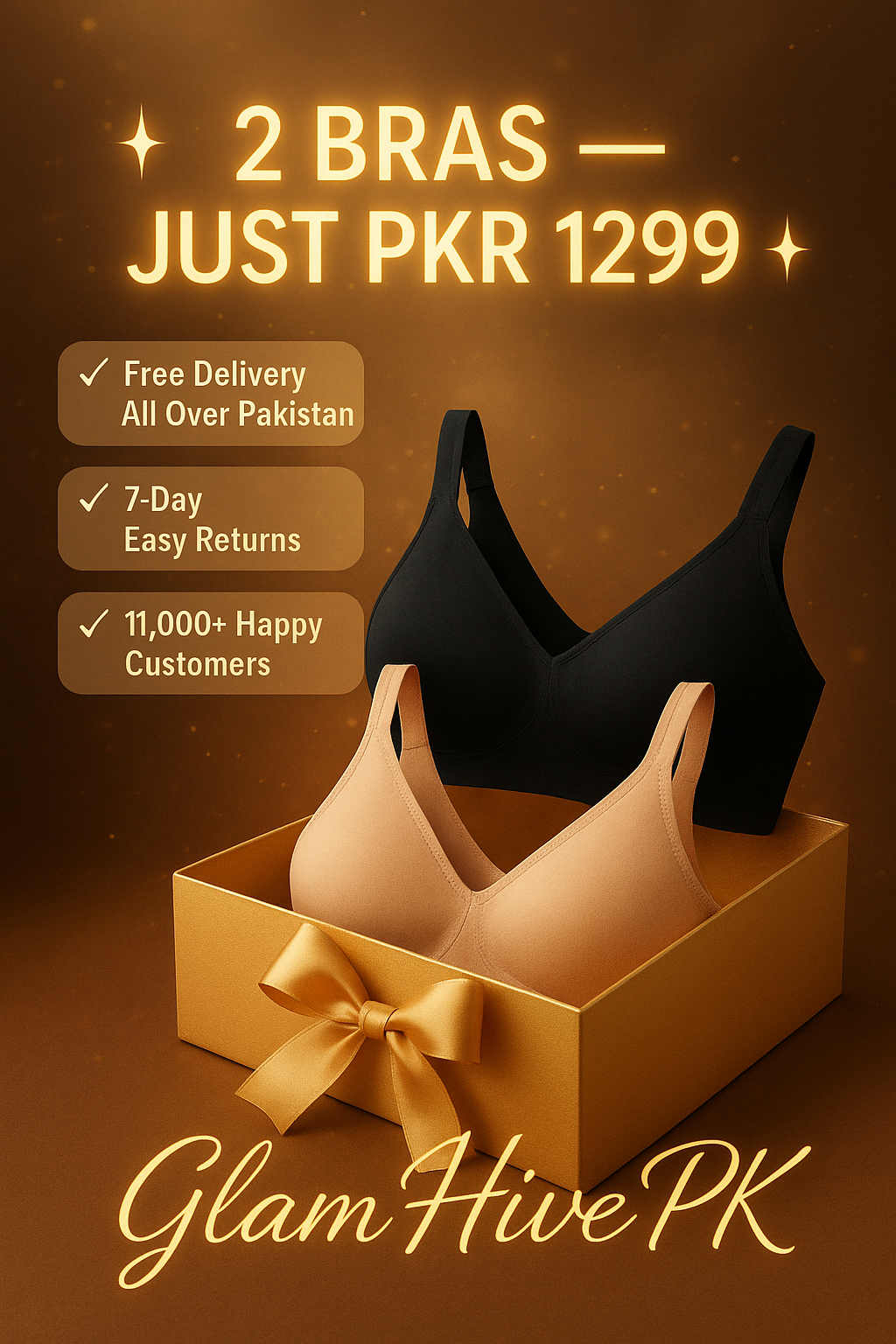 Comfort & Elegance – Pack of 2 Non-Padded Cotton Bras (Plain + Embroidered)