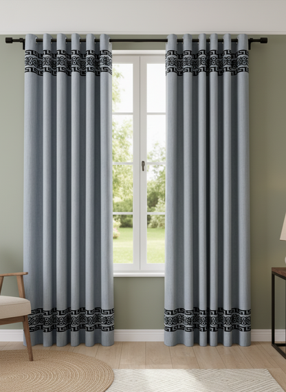 ✨ Elegant Self Jacquard Motif Curtain – Ready to Use & Easy to Wash