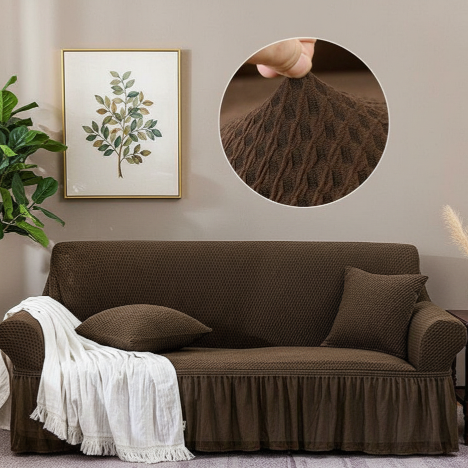 🛋️ 7-Seater Brown Mesh Sofa Cover – Stylish, Durable & Easy to Use