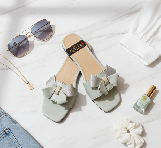 “GlamHivePK™ Turquoise Bow Flats – Chic Casual Women’s Footwear 🎀 | Free Delivery 🚚”