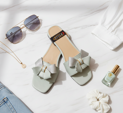 “GlamHivePK™ Turquoise Bow Flats – Chic Casual Women’s Footwear 🎀 | Free Delivery 🚚”