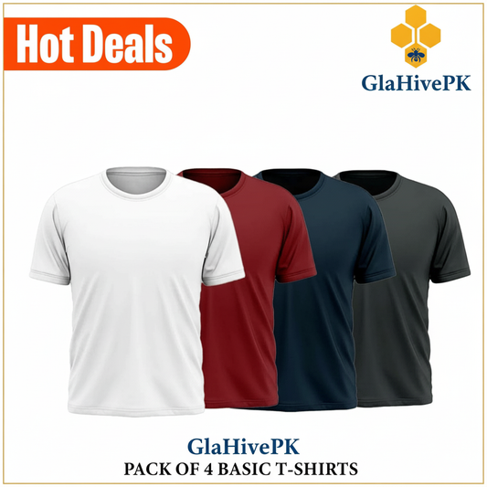 4-Pack Men’s Jersey Plain T-Shirts – Everyday Comfort, Effortless Style