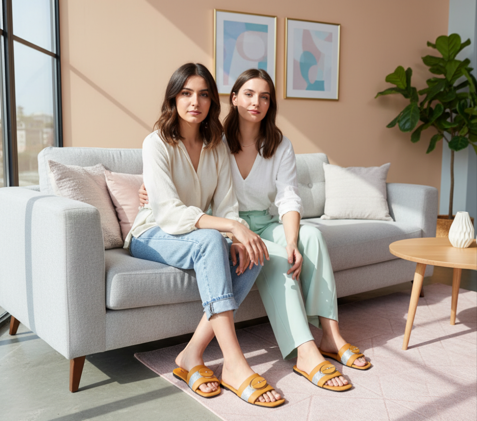 ✨ "Beige Rhinestone Flats – Sparkle with Semi-Formal Elegance"