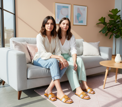 ✨ "Beige Rhinestone Flats – Sparkle with Semi-Formal Elegance"
