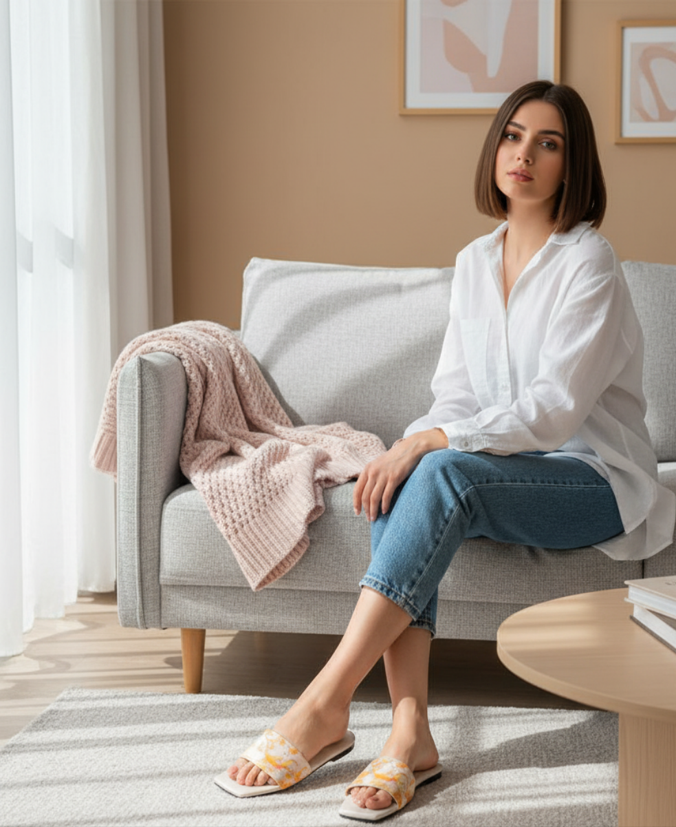 ✨ "Beige Printed Flats – Effortless Style Meets Everyday Comfort"