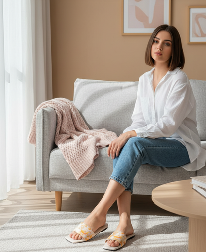 ✨ "Beige Printed Flats – Effortless Style Meets Everyday Comfort"