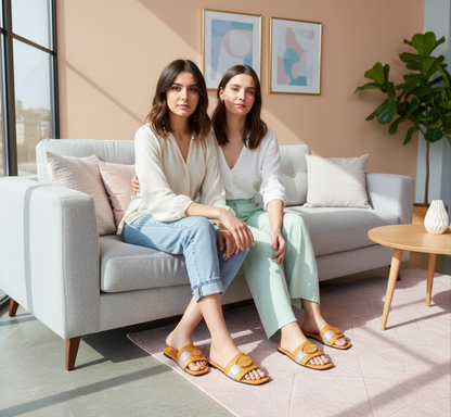 💛 "Glam Mustard Flats – Sparkle, Comfort & Style in Every Step