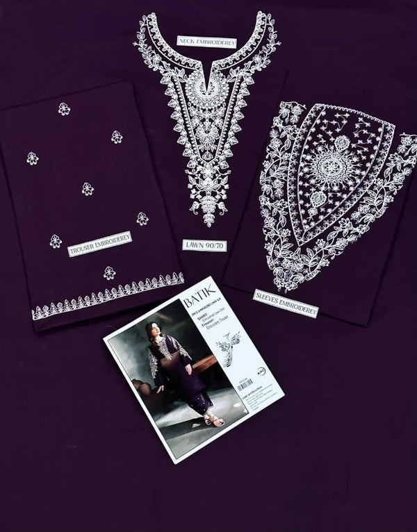 Royal Charm – 2-Piece Embroidered Lawn Suit | Purple