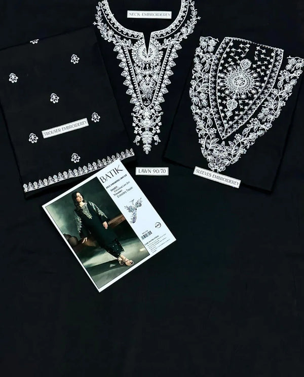 Midnight Elegance – 2-Piece Embroidered Lawn Suit | Black