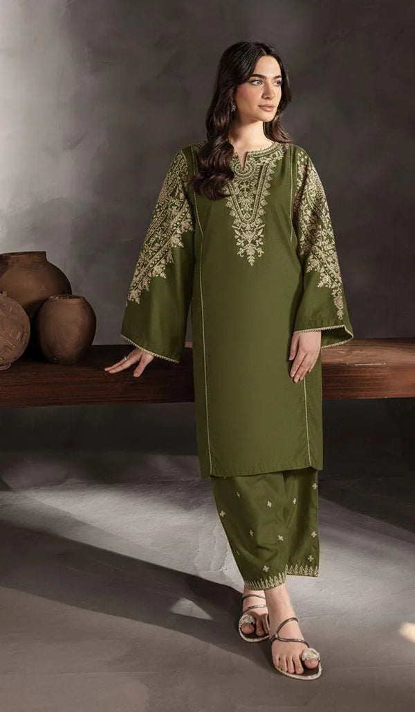 Emerald Grace – 2-Piece Embroidered Lawn Suit | Green