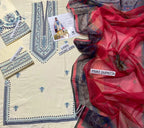 Ivory Elegance – 3-Piece Embroidered Lawn Suit with Digital Print Dupatta | Off White