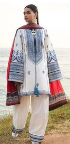 Ivory Elegance – 3-Piece Embroidered Lawn Suit with Digital Print Dupatta | Off White
