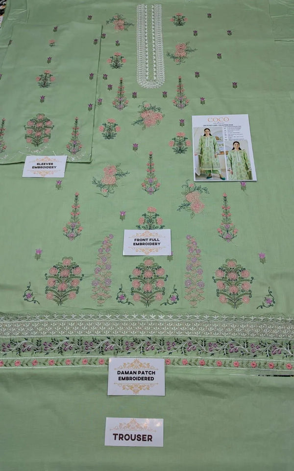 Green Embroidered Lawn Suit – Elegant 2-Piece Set