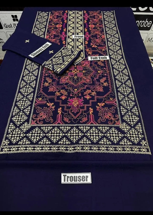 Blue 2-Piece Embroidered Lawn Suit – Classic Elegance