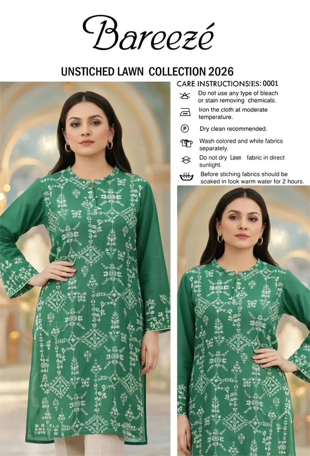 2-Piece Embroidered Lawn Suit – Elegant Classic