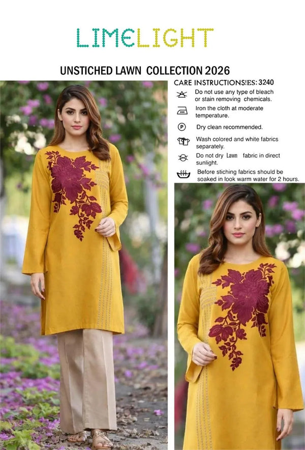 Mustard 2-Piece Embroidered Lawn Suit – Elegant Classic