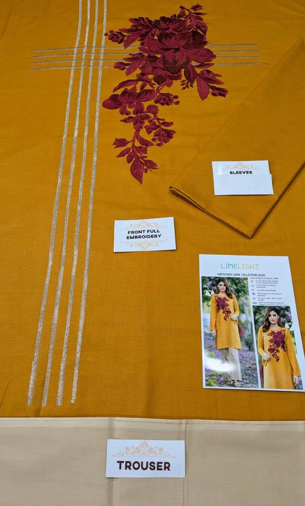 Mustard 2-Piece Embroidered Lawn Suit – Elegant Classic