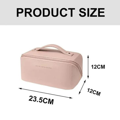 Elegant Leather Makeup Pouch – Stylish, Spacious & Travel-Friendly Organizer