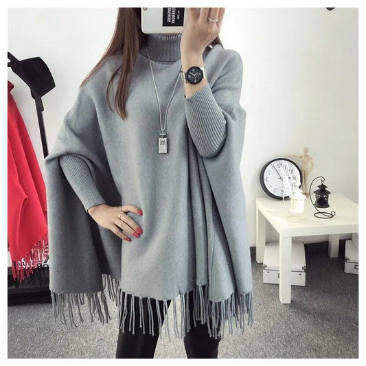 "✨Girls’ Cozy Grey Fleece Poncho – Warm, Stylish & Free Size!✨"
