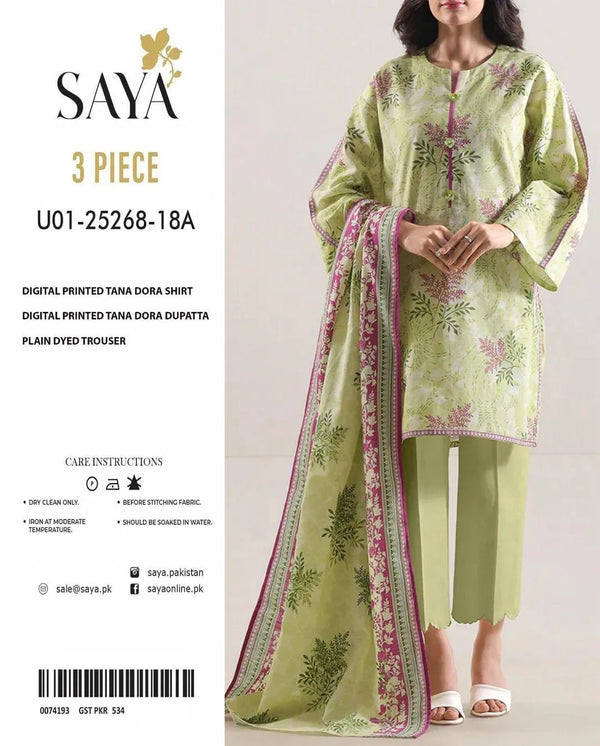 Elegant 3-Piece Green Printed Lawn Suit