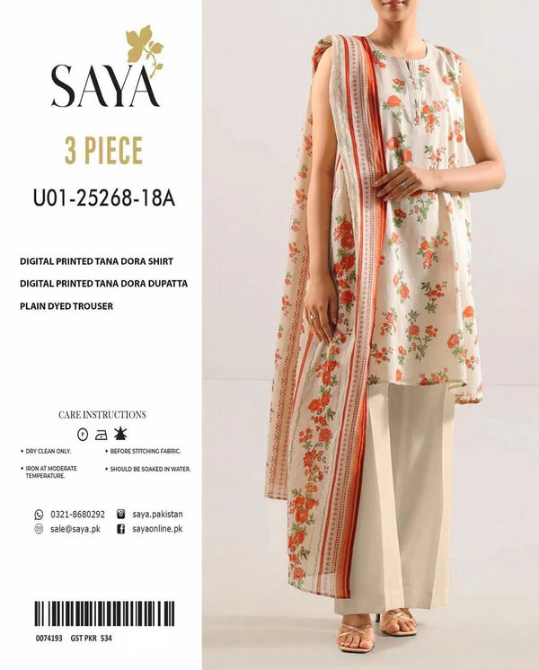 Off-White Printed Lawn Suit – Elegant 3-Piece Eid Collection