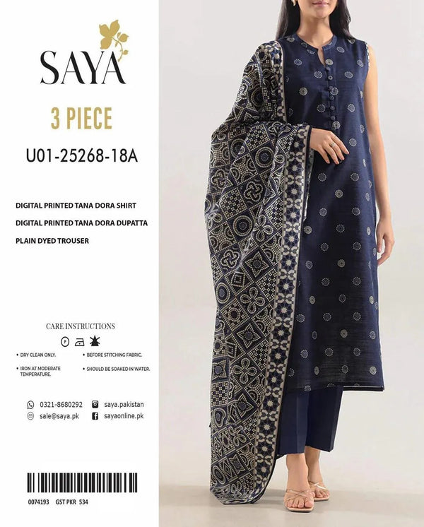 3-Piece Blue Printed Lawn Suit – Exclusive Eid Collection
